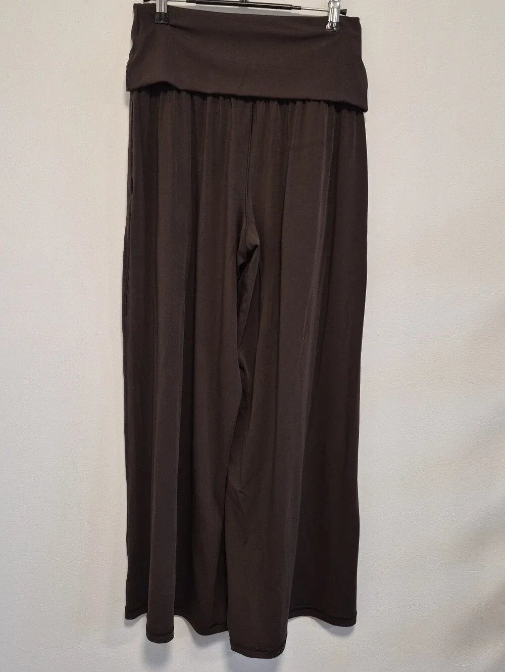 Aerie Real Me Foldover Super Wide Leg Pant Chocolate Brown Stretchy Women's Sz S - Picture 8 of 11